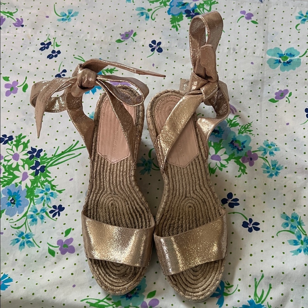 Loeffler Randall Metallic Ankle Lace Espadrilles- 9? - Picture 2 of 15